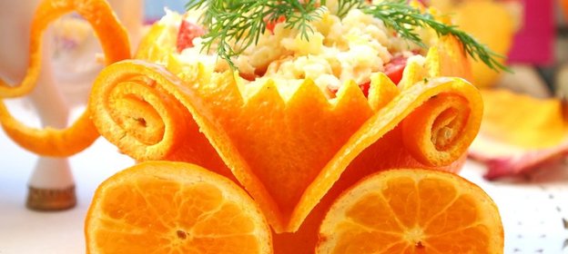 Куриный салат с пшеном и апельсинами