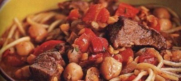 Спагетти с бараниной