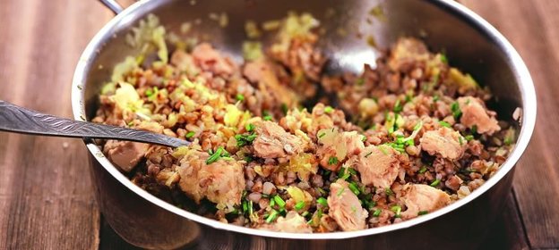 Гречка с лососем