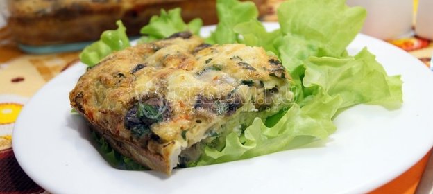 Яичная запеканка с грибами и овощами
