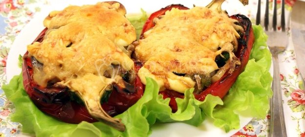 Перец фаршированный брокколи и грибами