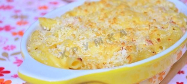 Запеченные макароны с ветчиной