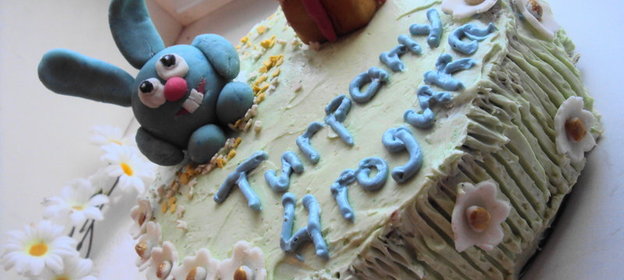 Торт Крош для племянника:) (Ванильный бисквит с белым шоколадом)