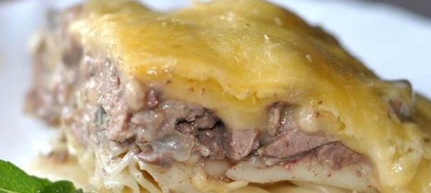 Макароны с ливерной колбасой