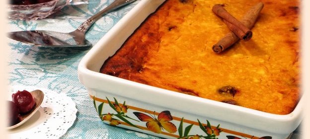 Творожно-тыквенная запеканка с вишней