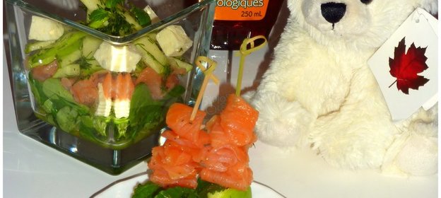 КАНАПЕ + САЛАТ Лосось с зелёным яблоком в апельсиновом-кленовом соусе