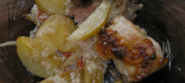Курочка в сливочно-горчичной заливке с картофелем