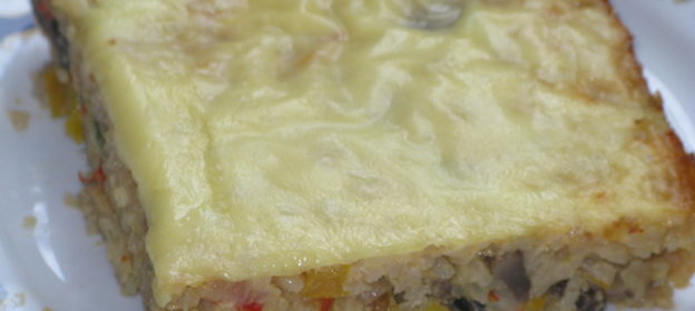 Запеканка рисовая с овощами и грибами