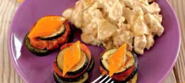 Курица в нежном соусе с яблоками