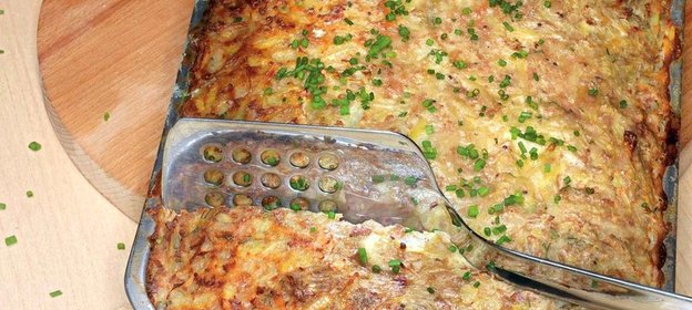 Картофельная запеканка с говядиной и анчоусами