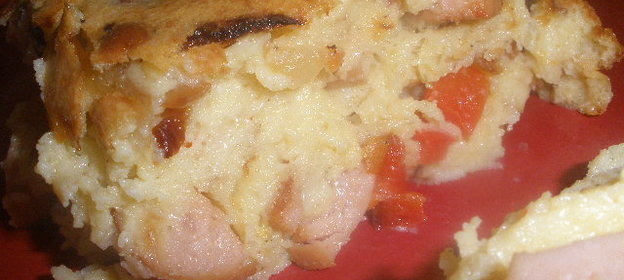 Запеканка с сосисками , сыром и перцем. Как разнообразить завтрак