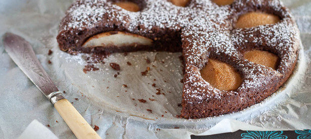 Шоколадно-грушевый пирог без муки