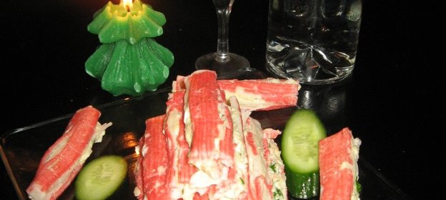 Крабовые палочки фаршированные креветками