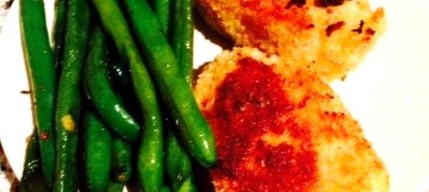 Картофельные оладьи из пюре со стручковой фасолью