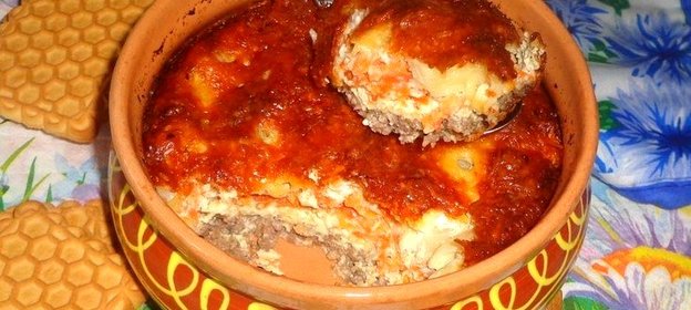 Запеканка из мясного фарша и овощей