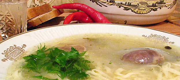 Домашняя лапша на гусиных потрошках