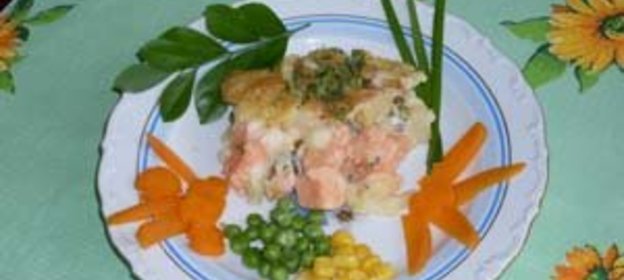 Запеканка с лососем