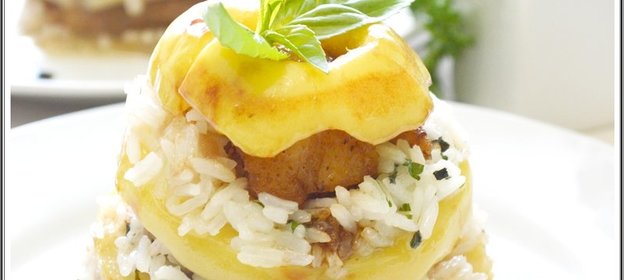 Мильфей из айвы, риса Жасмин и утиной грудки