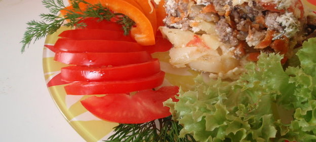 Запеканка с мясным фаршем Все в одном
