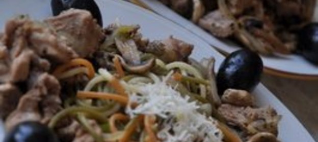 Паста с индейкой и грибами