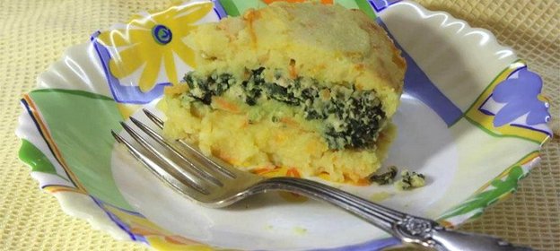 Запеканка картофельно-куриная со шпинатом