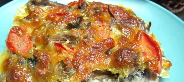 Запеканка с грибами и кабачком