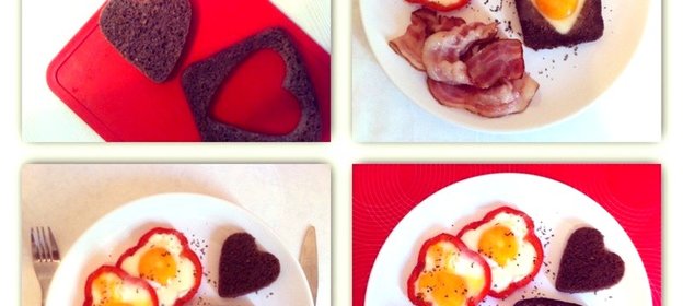 Яичница в хлебе и сладком перце