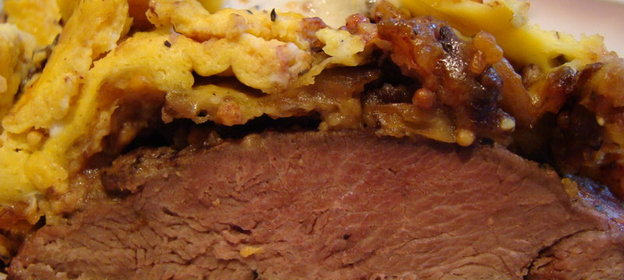 Гусиная отбивная под горчично-грибной шубкой