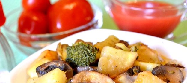 Брокколи с грибами в мультиварке