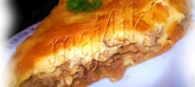 Нежный киш с фаршем и красным вином