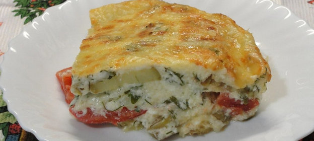 Овощная запеканка из баклажанов и помидор с сыром