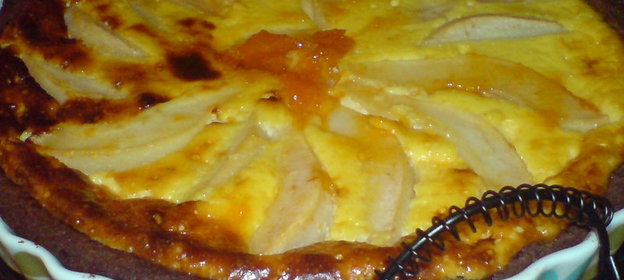 Тарт Алёнке-сестрёнке /с творогом,грушами,на шоколадном песочном тесте