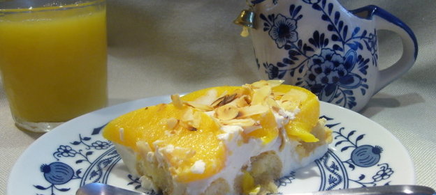 Персиковый десерт-пирог без особых хлопот (без выпечки)