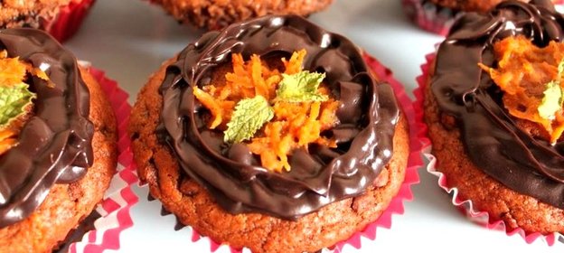 Шоколадно-апельсиновые маффины с шоколадным ганашем