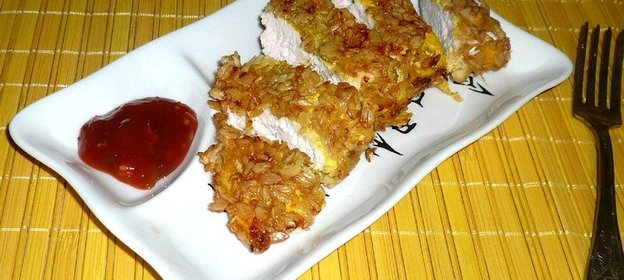 Куриная грудка в панировке из овсяных хлопьев