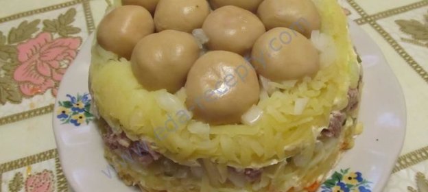 Вкусный салат грибы корейская морковь