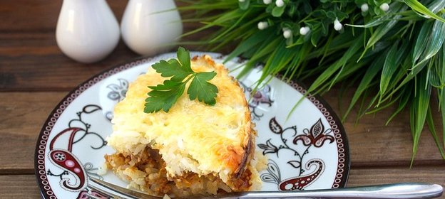 Запеканка мясная с рисом