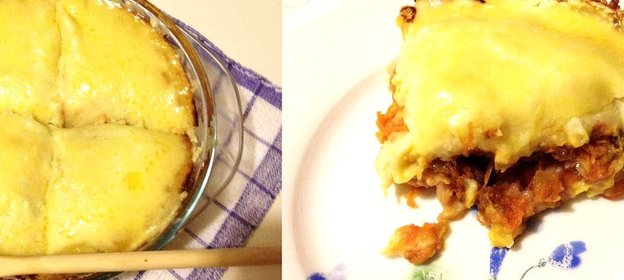 Запеканка из картофеля с рыбой и овощами