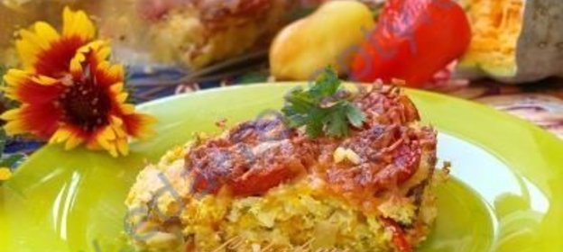 Тыквенно-рисовая запеканка с помидорами