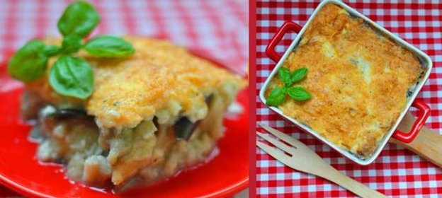 Баклажанная запеканка под корочкой из моцареллы