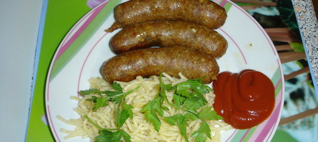 китайское мясо с капустой и макаронами