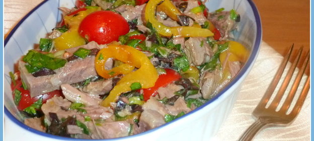 Салат мясной с овощами Для тонкой талии и новогодней ночи