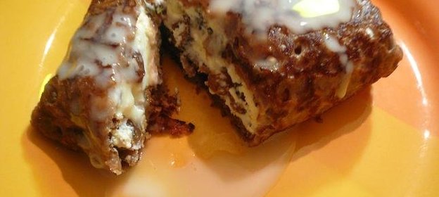 Шоколадные блины с творогом и изюмом