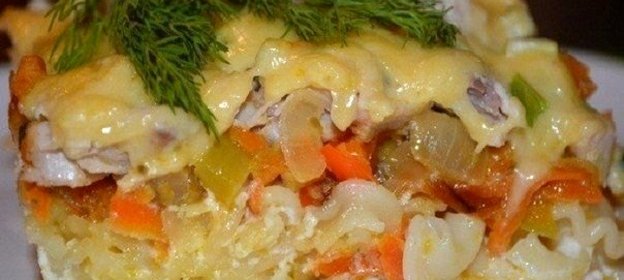 Запеканка из макарон с курицей и сыром