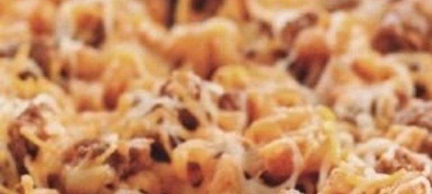 Макароны с молотым мясом, приготовленные в сковороде