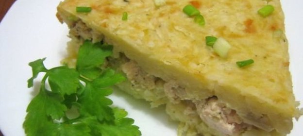 Запеканка из вермишели с курицей и грибами