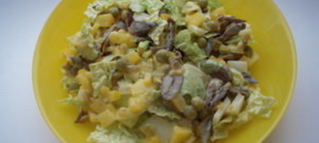 Салат с куриными сердечками