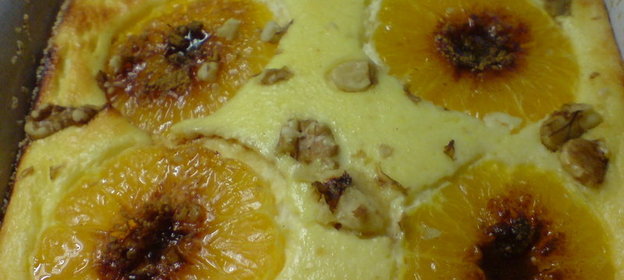 Творожная запеканка Герберы с мандаринами,орехами и корицей