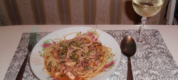 паста ФРУТТИ ДИ МАРЕ (спагетти с морепродуктами)