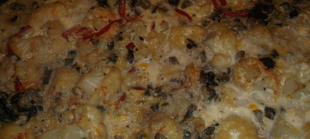 Запеканка из цветной капусты с грибами